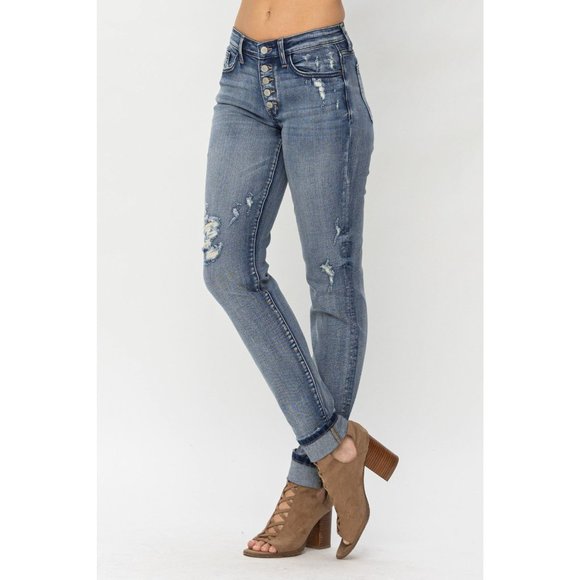 82396 Button Fly Vintage Denim by JUDY BLUE